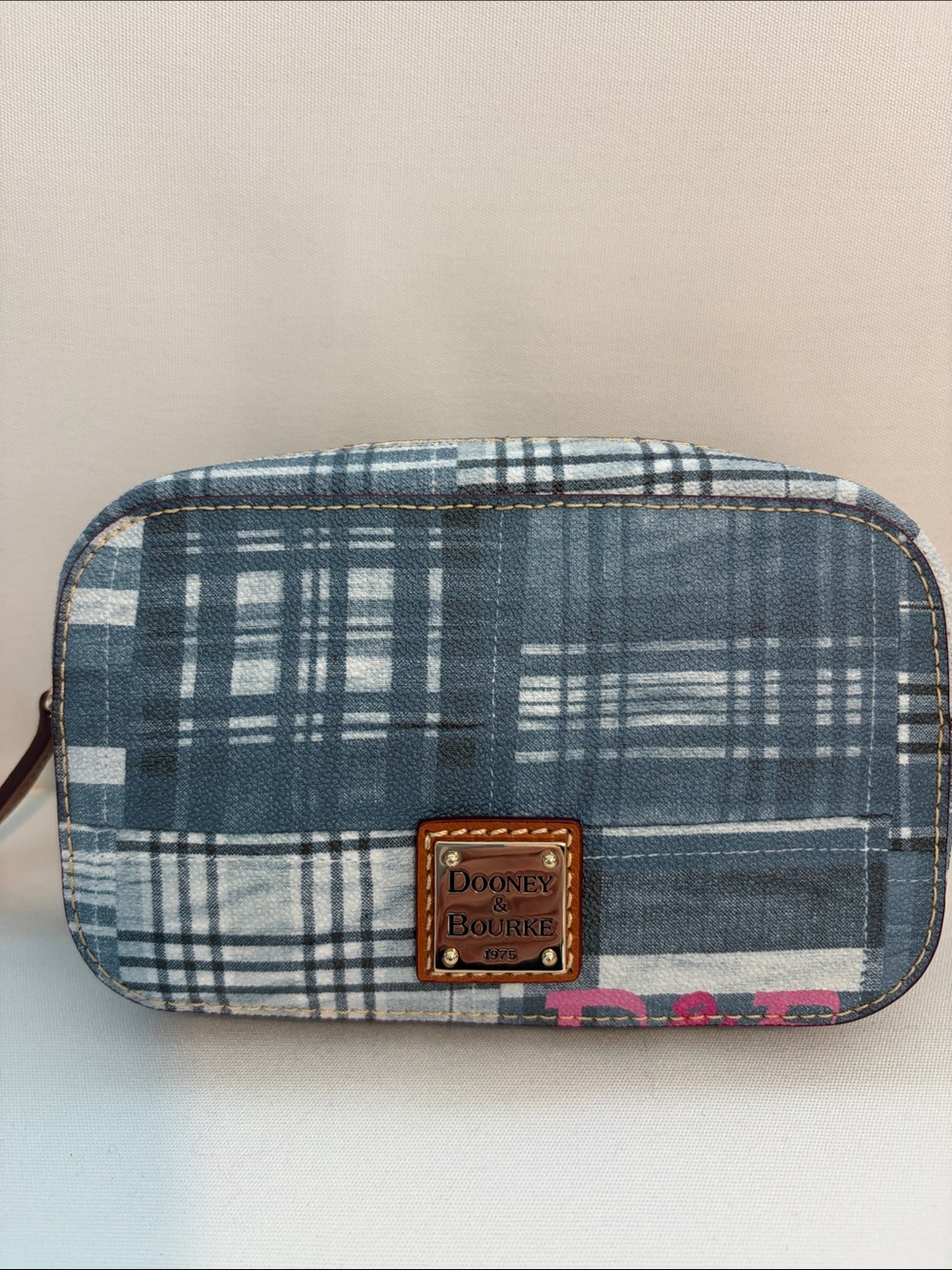 NWT - Dooney & Bourke Blue Plaid Belt Bag with Logo Plaque